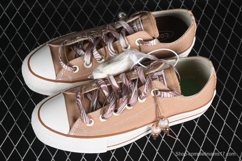 Converse All Star Platform Sneakers in Coffee Bean Milk Tea Color with OrthoLite Insole and Thick Sole for Height Boost - A11619C
