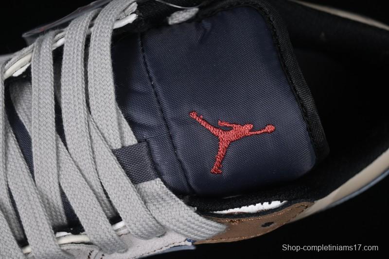 Nike Air Jordan 1 Low Retro Basketball Shoes with Panda Mischief Skyline Design - 553558-154