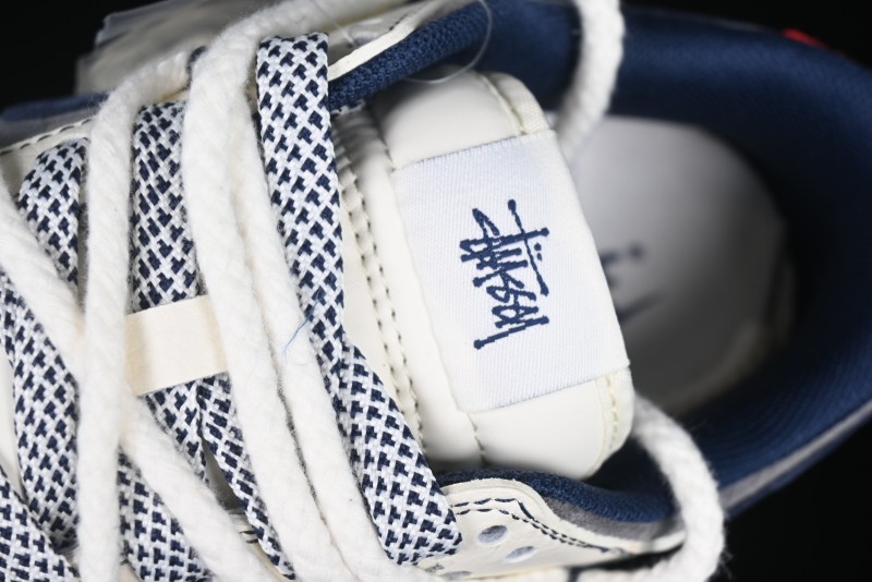 Nike SB Dunk Low Stussy Collaboration Anniversary Custom Low-Top Casual Sneakers with Strap in Beige Grey and Navy - YX5066-236