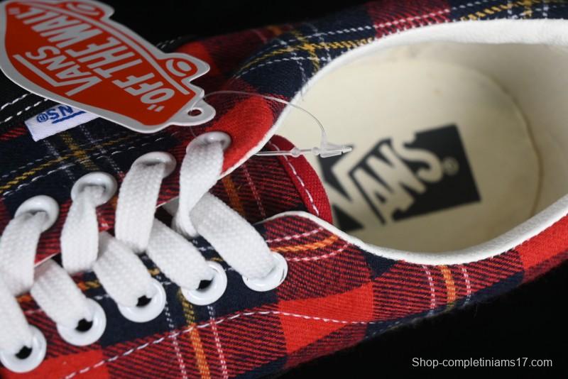 Vans Era Low-Top Skate Shoes with Black Canvas and Red Scottish Plaid Checkered Design - VN0A2RR1QWP