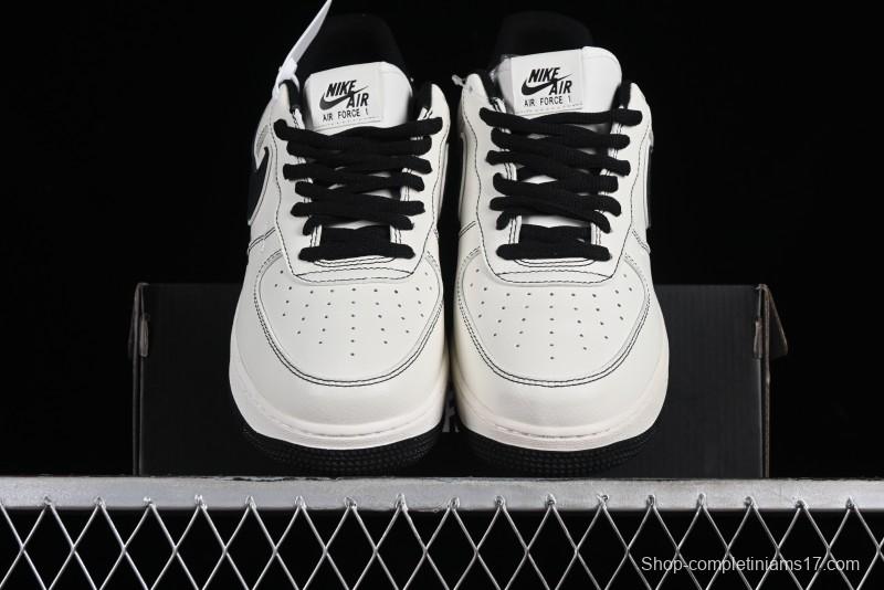 Balenciaga x Nike Air Force 1 '07 Low Triple Swoosh Beige Black Casual Shoes - FR0538-090