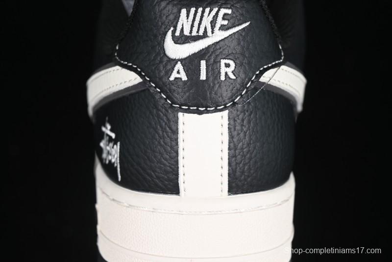 Nike Air Force 1 '07 Low Stussy Collaboration Black & White Swoosh Casual Sneakers - XZ6188-081
