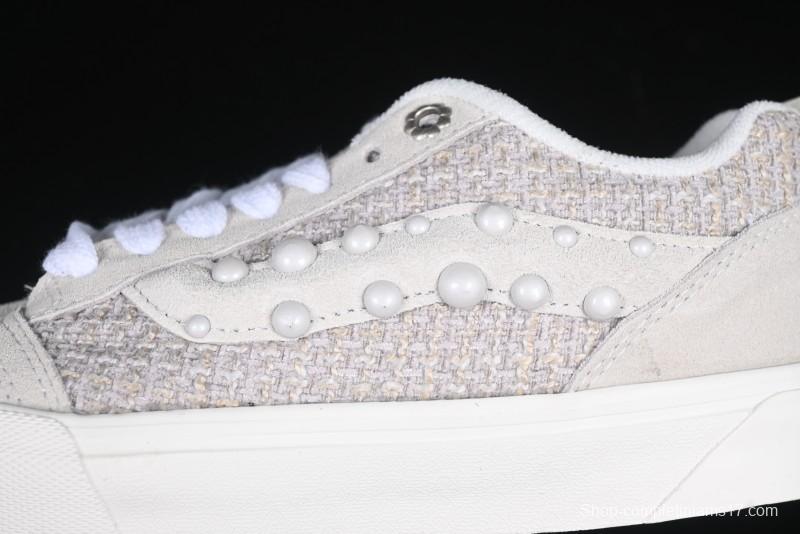 Vans Knu Skool Pearl White Grey Low Top Casual Skate Shoes - VN0007QDBGE
