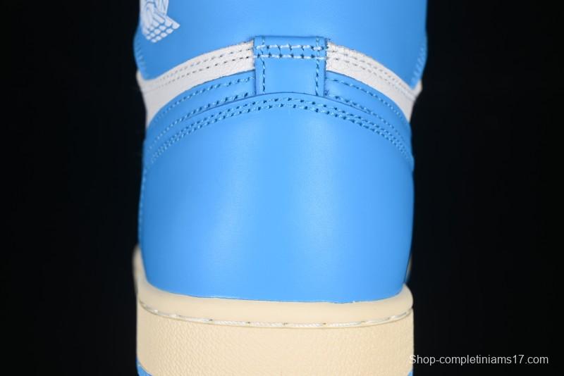 Nike Air Jordan 1 High OG "UNC Reimagined" Retro Basketball Shoes with Cracked Leather and Vintage Midsole - DZ5485-402