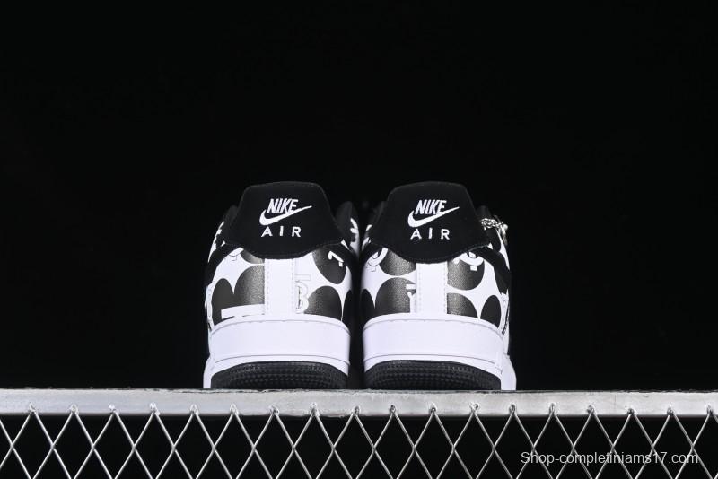 Nike Air Force 1 '07 Low Burberry Collaboration Black White Cow Print Casual Sneakers - DF0188-029