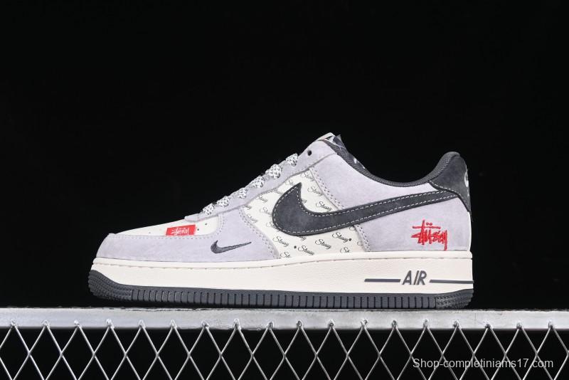 Nike Air Force 1 '07 Low Stussy Collaboration Pig Skin Swoosh Logo Low-Top Casual Sneakers - XS1958-501