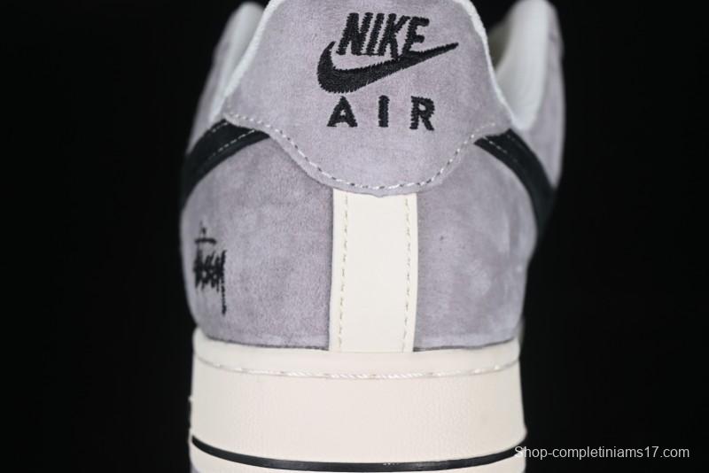 Nike Air Force 1 '07 Low Stussy Collaboration Black Grey Patchwork Low-Top Casual Sneakers - XZ6188-363
