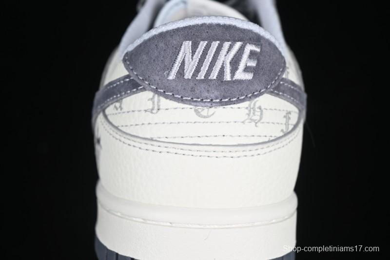 Nike SB Dunk Low Chrome Hearts Collaboration Cross Print Grey Swoosh Anniversary Custom Low-Top Casual Sneakers - DJ2024-064
