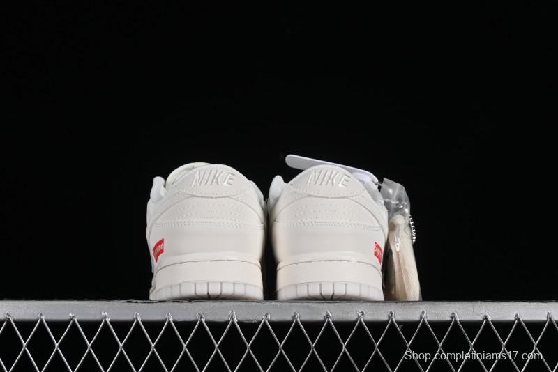 Nike SB Dunk Low Supreme Collaboration - Double Swoosh Anniversary Custom Low-Top Casual Skate Shoes - BB8675-104