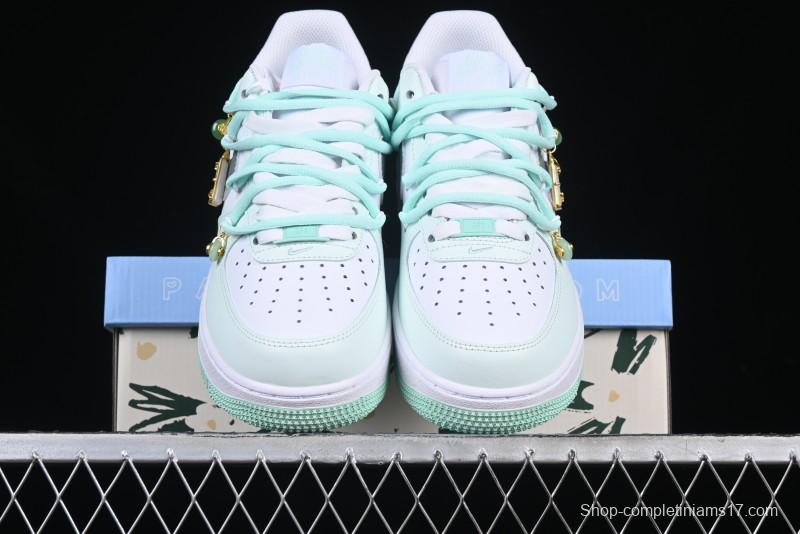 Nike Air Force 1 '07 Low Gold-Inlaid Jade Casual Sneakers with Strap - XV7981-476