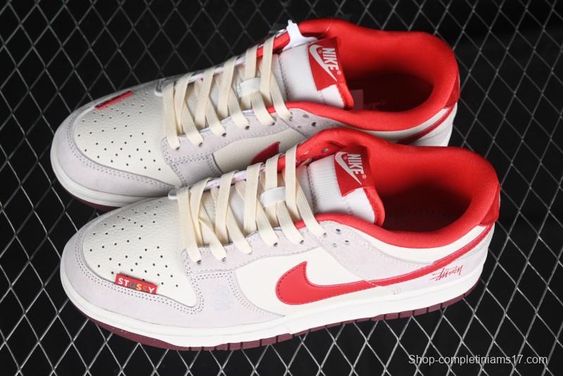 Nike SB Dunk Low Stussy Anniversary Edition Custom Sneakers with Red Swoosh - KK1333-021