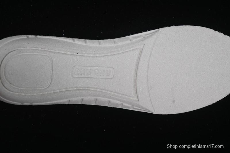 Miu Miu Suede Round Toe Lace-Up Women's Low-Top Casual Shoes - 99D4