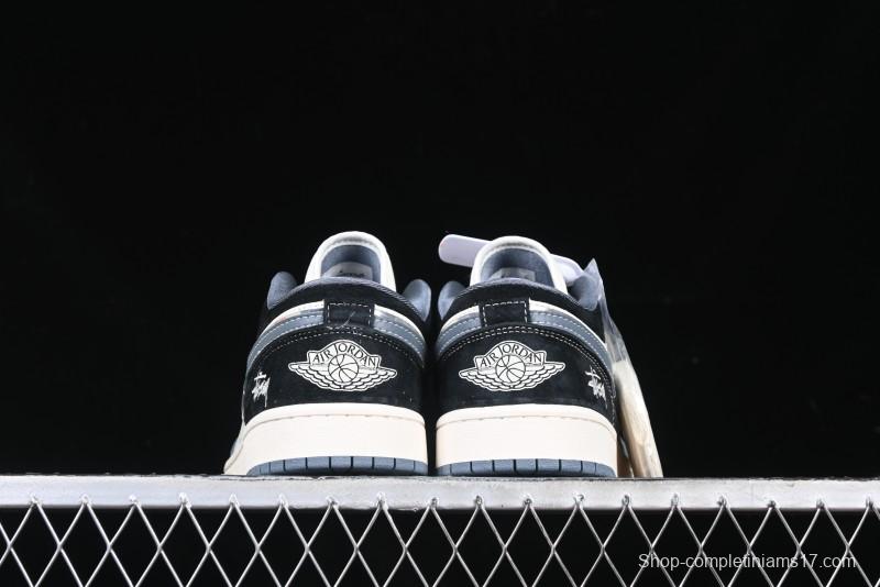Nike Air Jordan 1 Low Stussy Collaboration - Grey Swoosh Retro Basketball Shoes - XX3318-503