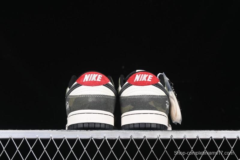 Nike SB Dunk Low Stussy Collaboration - Camo Black Swoosh Anniversary High-End Custom Low-Top Casual Sneakers - DM6868-011