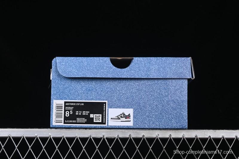 Nike Air Force 1 '07 Low Levi's Collaboration Black Denim Drawstring Casual Sneakers - SJ1198-800