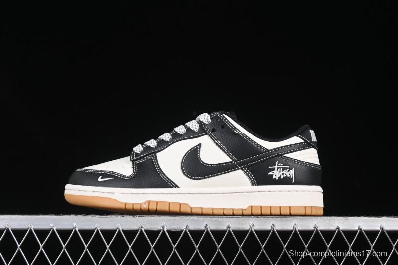 Nike SB Dunk Low Stussy Collaboration Black Gum Rubber Anniversary High-End Custom Low-Top Casual Sneakers - XX3168-120