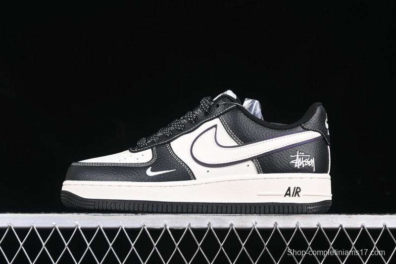 Nike Air Force 1 '07 Low Stussy Collaboration Black & White Swoosh Casual Sneakers - XZ6188-081