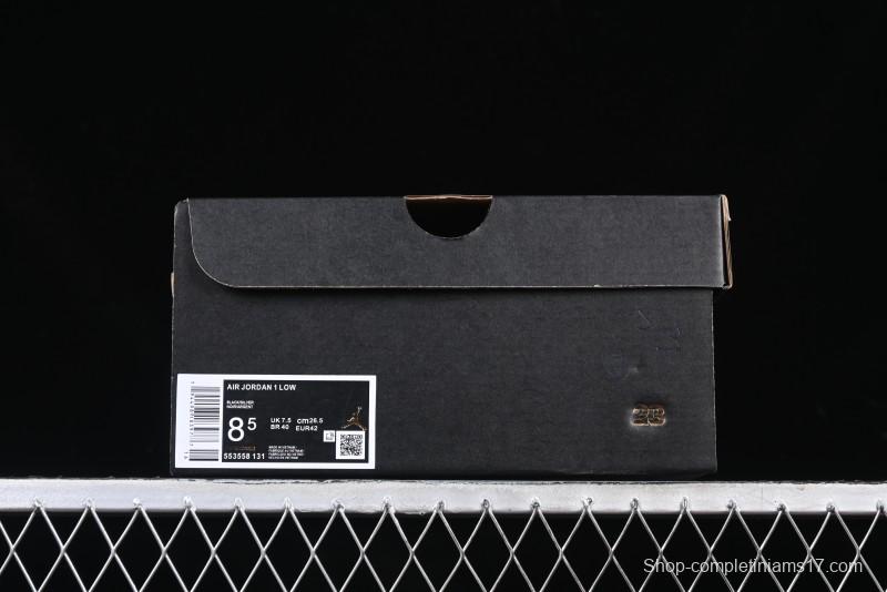 Nike Air Jordan 1 Low AJ1 Basketball Shoes in Black White Silver - 553558-131