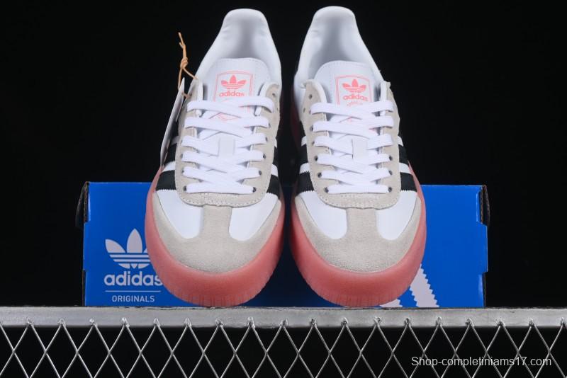 Adidas Samba Classic – White/Black with Pink Translucent Sole
