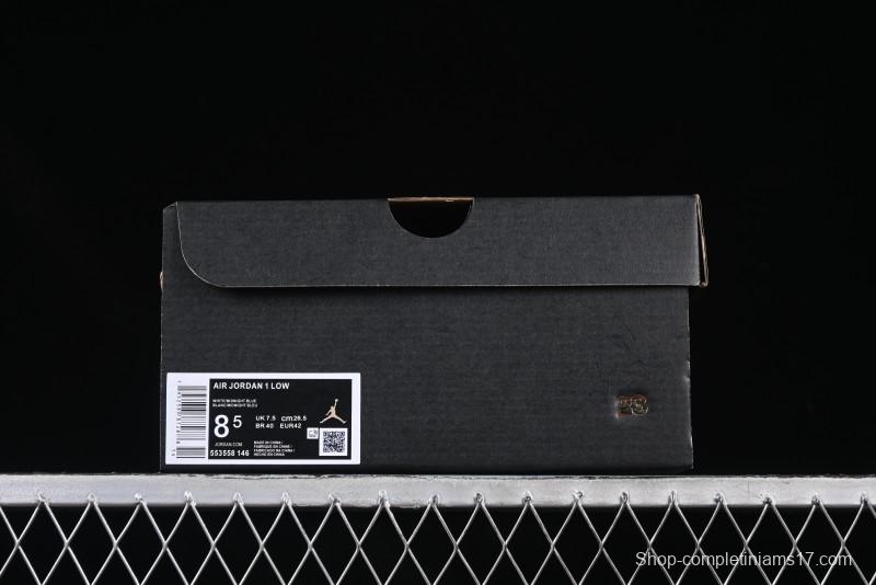 Nike Air Jordan 1 Low AJ1 Casual Sneakers with Cream and Blue Accents - 553558-146