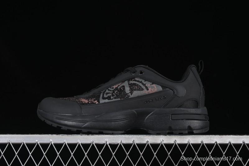 Stone Island Grime Panelled Low-Top Lifestyle Sneakers in Dark Brown - 79FWS0303