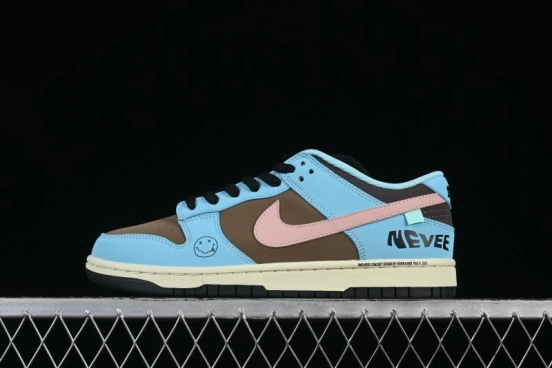 Nike SB Dunk Low Smiley Blue Brown Anniversary Custom Low-Top Casual Skate Shoes - MU0232-366