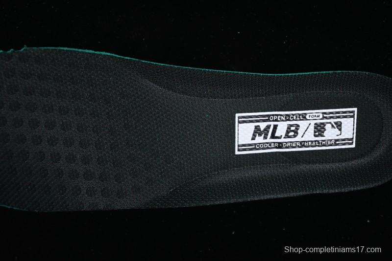 NY Yankees Black Leather Sneakers – Bold Orange Logo Edition