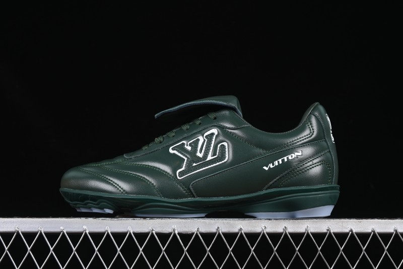 Louis Vuitton Footprint Soccer 2025 Spring Summer Collection Round Toe Lace-Up Low Top Lifestyle Casual Shoes - D.GREEN