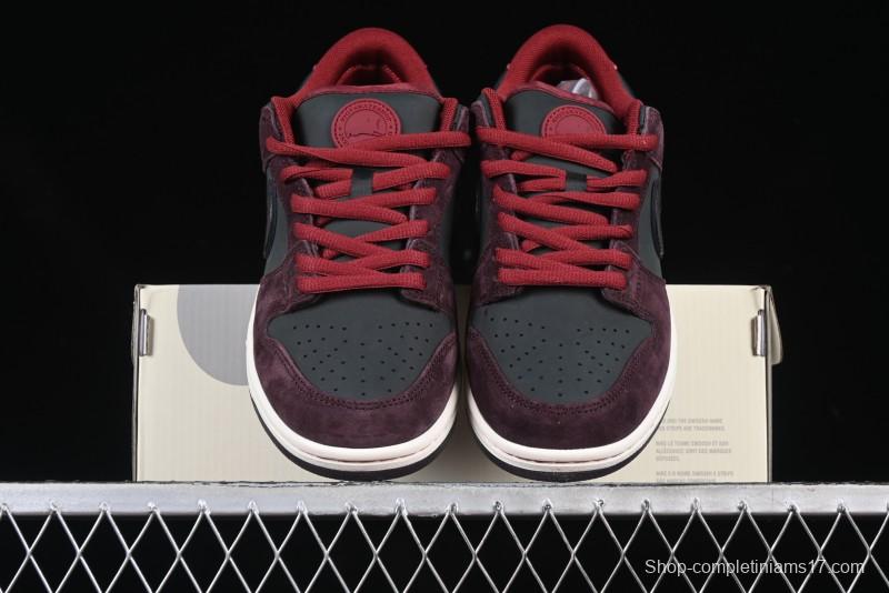 Nike SB Dunk Low "Dark Burgundy & Black" - Premium Suede Skate Shoes