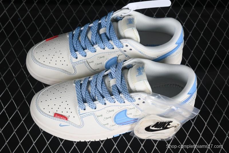 Nike x Stussy x Supreme Dunk Low "Light Cream & Baby Blue"