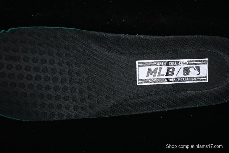 NY Yankees Black Leather Sneakers with Bold Blue Logo