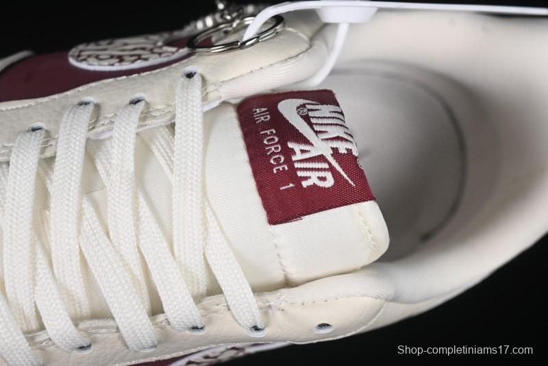 Nike Air Force 1'07 Low Supreme Collaboration Rice Wine Red Casual Sneakers - KK1988-070