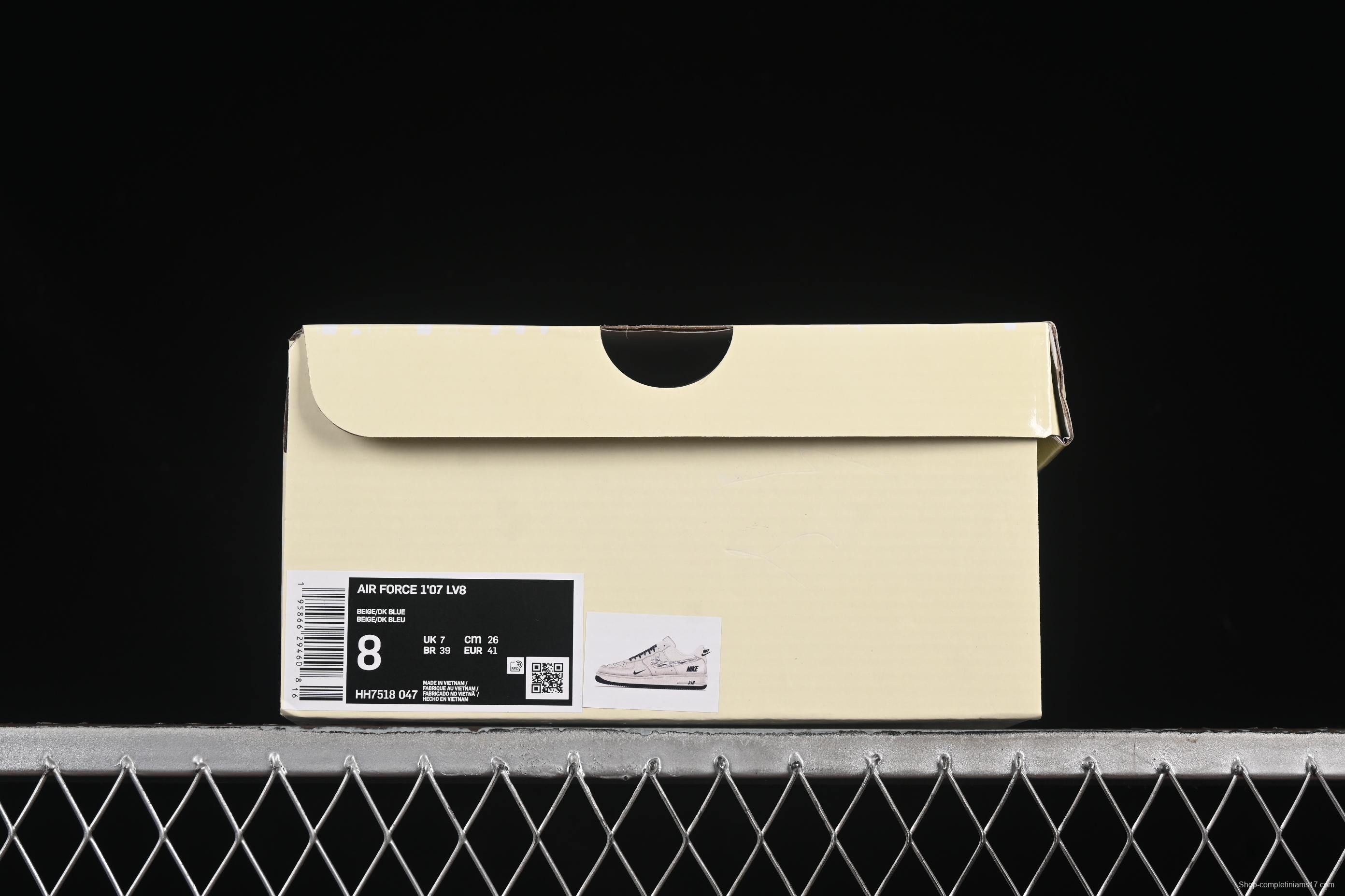 Nike Air Force 1'07 Low Collaboration Sneakers in Dark Blue with Mini Swoosh Logo - HH7518-047