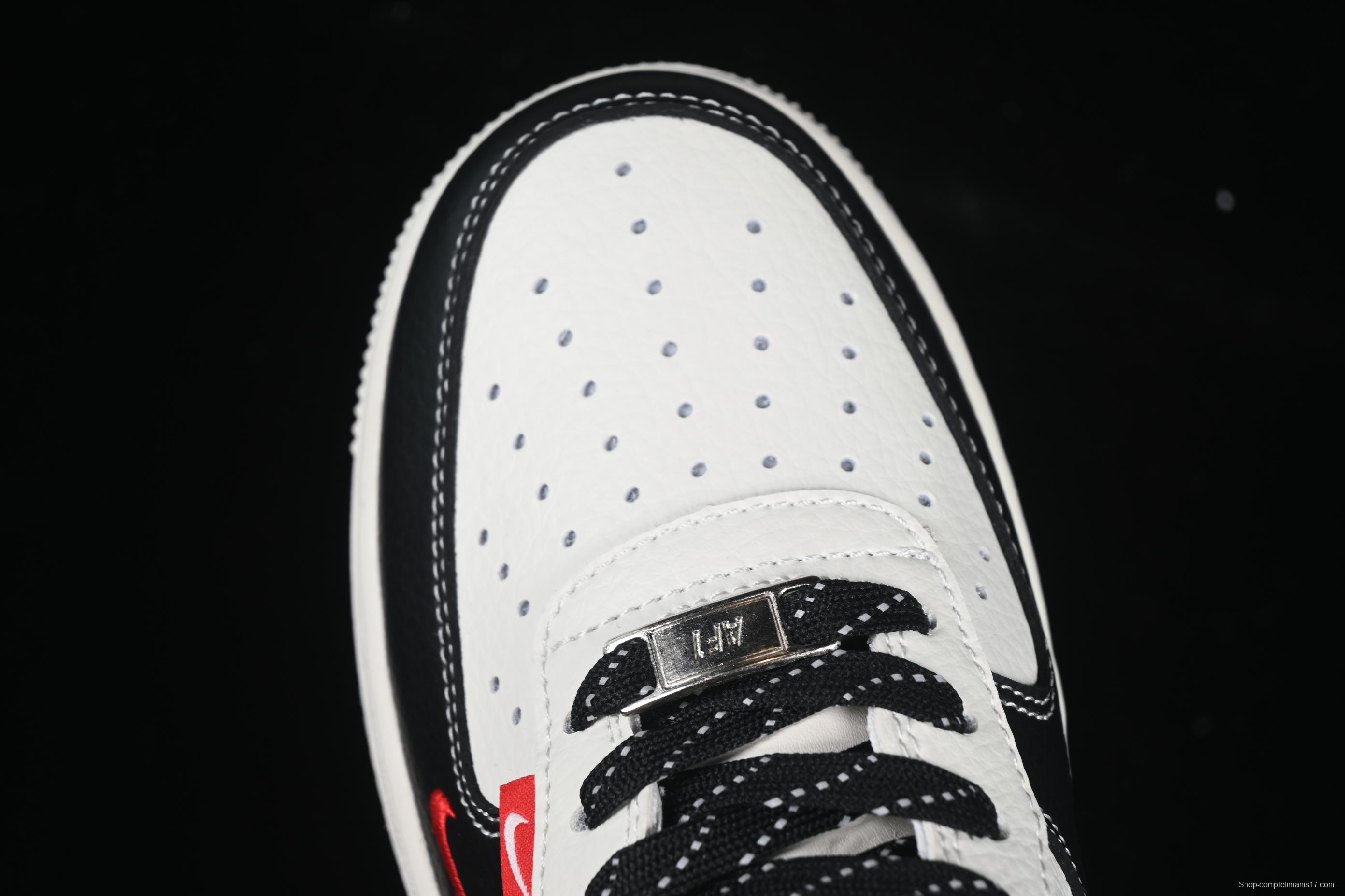 Nike Air Force 1 '07 Low Supreme Collaboration Two-Tone Red Swoosh Casual Sneakers - CS5288-004