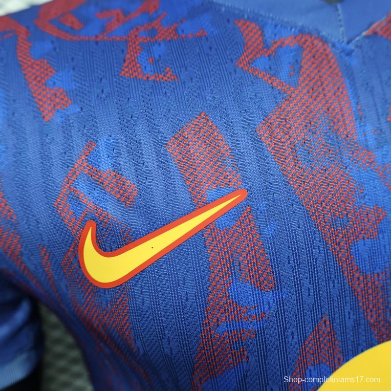 Player Version 25/26 Barcelona Blue with Red Pattern Jersey