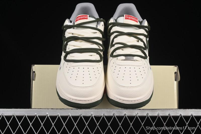 Nike Air Force 1'07 Low Supreme Collaboration Dual-Tone Grey Green Lace-Up Casual Sneakers - DM6868-070