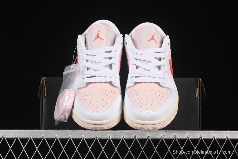 Nike Air Jordan 1 Low AJ1 White Pink Low-Top Casual Sneakers - IB8156-133