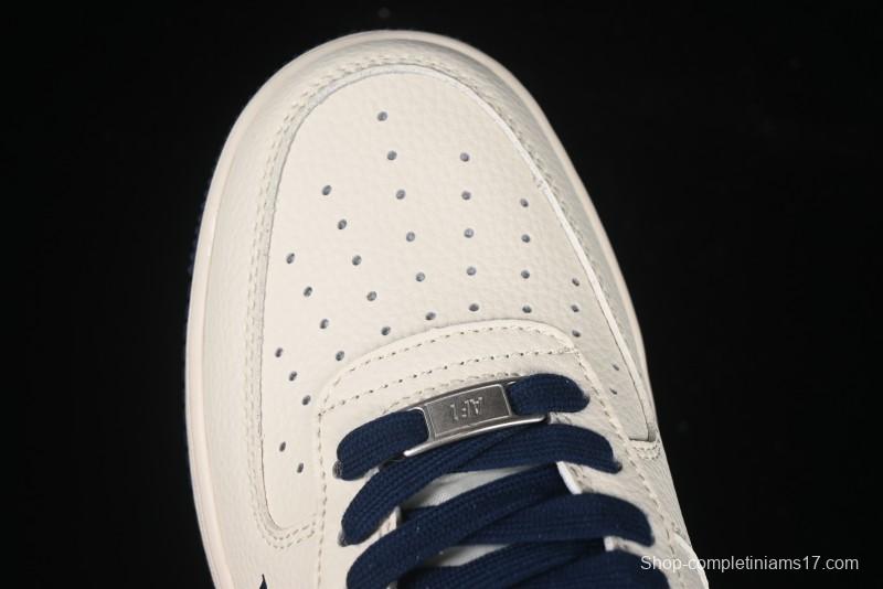 Nike Air Force 1'07 Low LV Collaboration Blue Denim Swoosh Casual Sneakers - XX3168-128