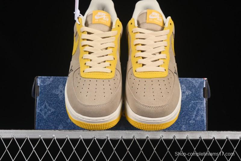 Nike Air Force 1'07 Low LV Collaboration Grey Yellow Casual Sneakers - HQ2037-322