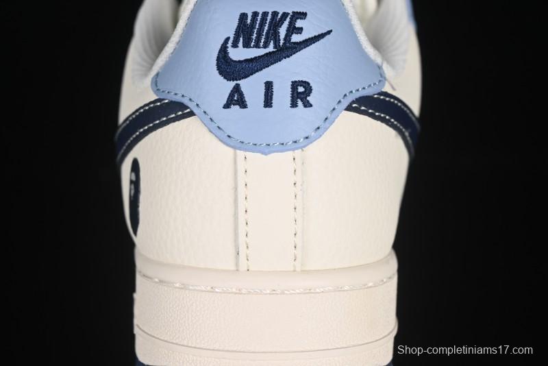Nike Air Force 1 '07 Low Bape Collaboration Light Blue Swoosh Casual Sneakers - XS1958-554