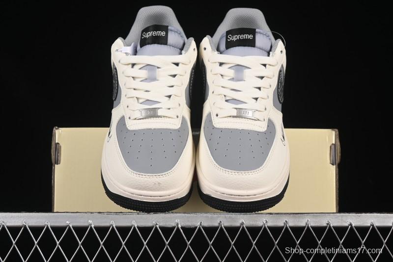 Nike Air Force 1 '07 Low Supreme Collaboration Beige Gray Building Blocks Casual Sneakers - XS1958-568
