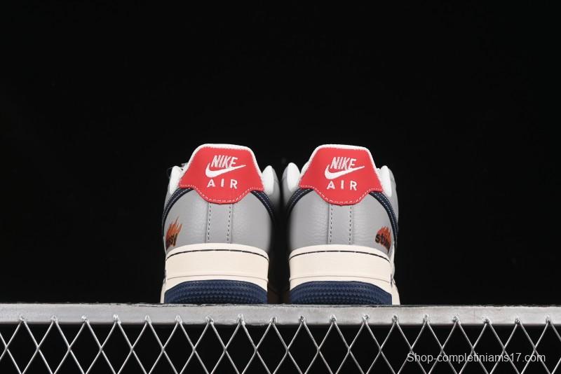 Nike Air Force 1 '07 Low Stussy Double Flame Casual Sneakers with Full-Length Air Cushion - XS1958-555