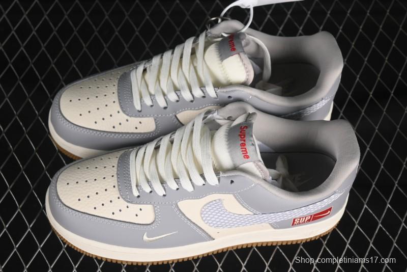 Nike Air Force 1 '07 Low Supreme Collaboration Light Grey Gum Casual Sneakers - KK1988-075