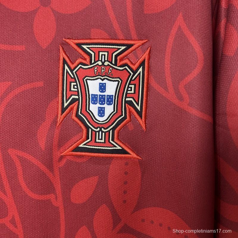 2025 Portugal National Team Burgundy with Floral Pattern Jersey