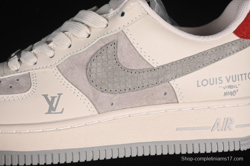 Nike Air Force 1 '07 Low LV Collaboration Beige Grey Snake Swoosh Casual Sneakers - XX3168-130