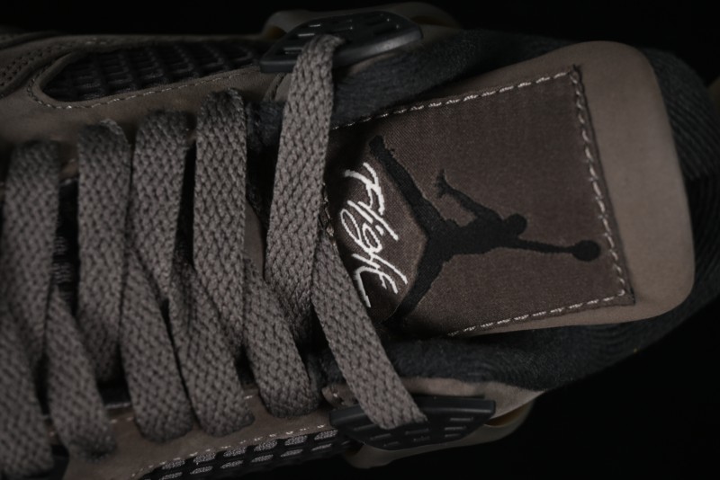 Nike Air Jordan 4 Retro Sneakers in Cave Stone Brown with Black Mesh and TPU Details - FV5029-200