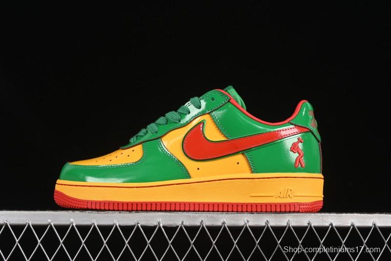 Nike Air Force 1'07 Low Lil Yachty Collaboration Casual Sneakers with Patent Leather and Multicolor Design - IH4383-300