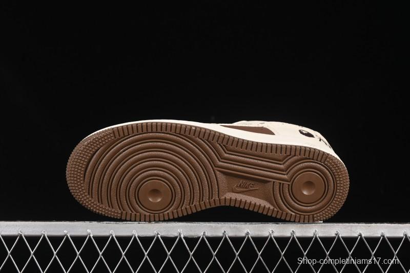 Nike Air Force 1 '07 Low BAPE Collaboration Beige Brown Graffiti Swoosh Casual Sneakers - DF0188-061