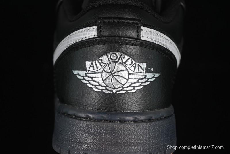 Nike Air Jordan 1 Low AJ1 Basketball Shoes Black White Canvas Leather Panel - HV5968-001