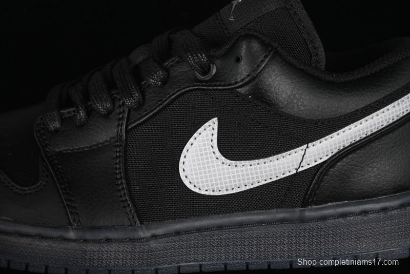 Nike Air Jordan 1 Low AJ1 Basketball Shoes Black White Canvas Leather Panel - HV5968-001